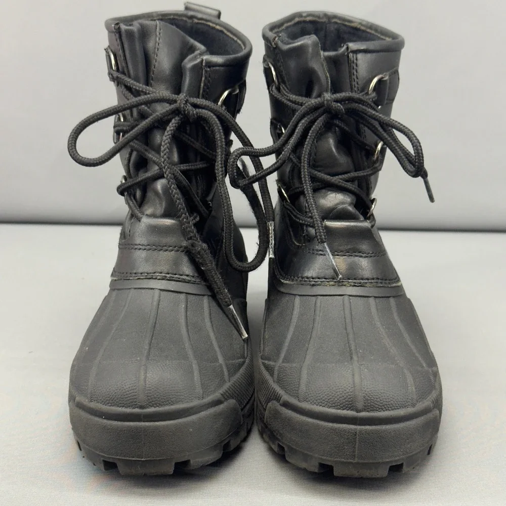 L.L.Bean Kids Black Waterproof Winter Boots Lace Up Size 4 (Missing Inserts)‎